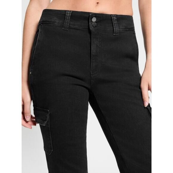 NWT GUESS Cargo Mini Bootcut Jeans Size 25 Black - Picture 3 of 12